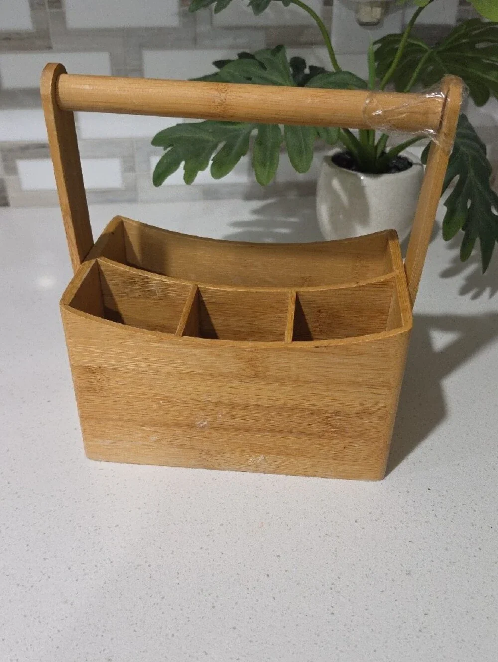 Bamboo Bathroom Organizer Caddy - Natural